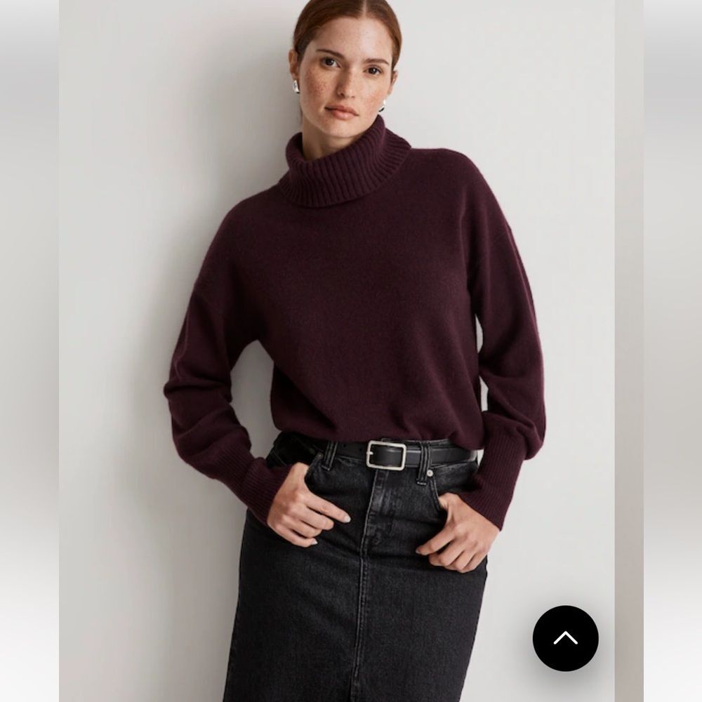 Madewell Responsible Cashmere Turtleneck Sweater Hthr Merlot Size S